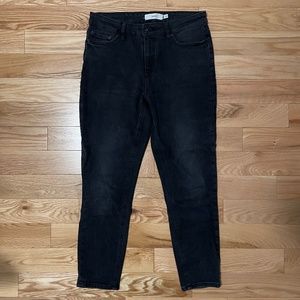 Ichi washed black slim straight crop jean